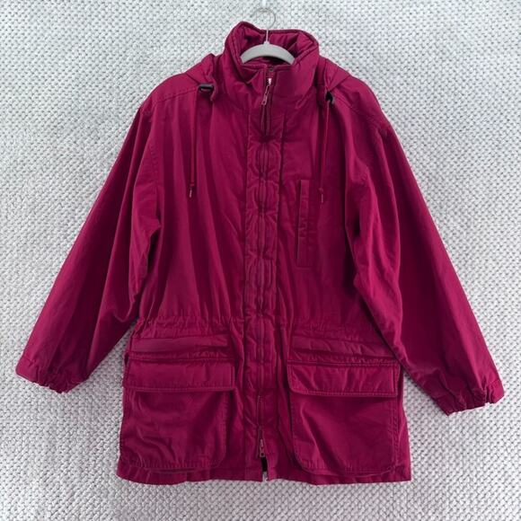 Vintage J Crew Jacket Mens S Red Barn Chore Jacket Hoodie Mid Length Coat - Picture 1 of 16